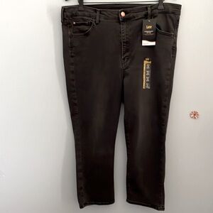Lee Womens Cropped Skinny High Rise Mom Jeans Washed Black Size 16